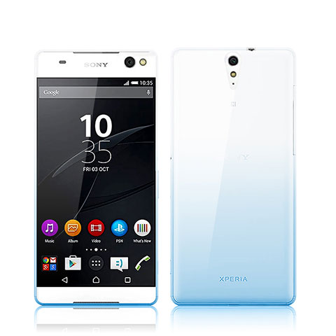 Funda Silicona Ultrafina Transparente Gradiente para Sony Xperia C5 Ultra Azul
