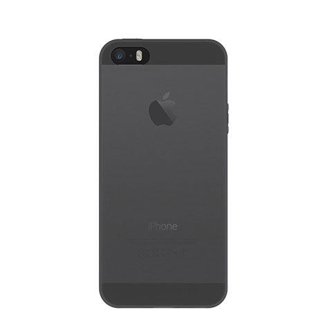 Funda Silicona Ultrafina Transparente Mate para Apple iPhone 5 Gris Oscuro