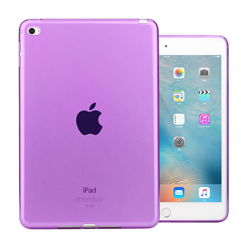 Funda Silicona Ultrafina Transparente para Apple iPad Mini 4 Morado