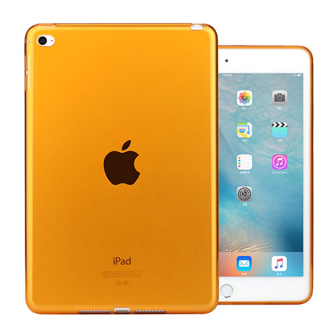 Funda Silicona Ultrafina Transparente para Apple iPad Mini 4 Naranja