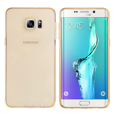 Funda Silicona Ultrafina Transparente T04 para Samsung Galaxy S6 Edge+ Plus SM-G928F Oro