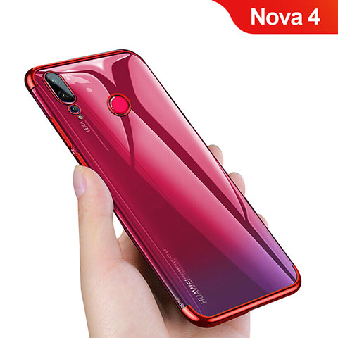 Funda Silicona Ultrafina Transparente T10 para Huawei Nova 4 Rojo