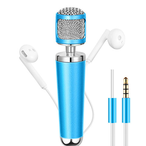 Mini Microfono Estereo de 3.5 mm Azul Cielo
