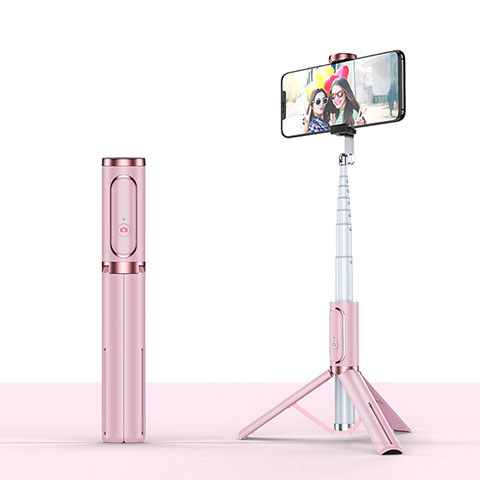 Palo Selfie Stick Tripode Bluetooth Disparador Remoto Extensible Universal T26 Oro Rosa