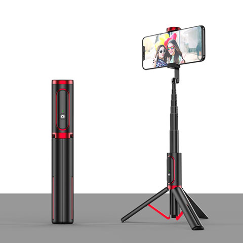 Palo Selfie Stick Tripode Bluetooth Disparador Remoto Extensible Universal T26 Rojo y Negro