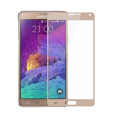 Protector de Pantalla Cristal Templado Integral para Samsung Galaxy Note 4 Duos N9100 Dual SIM Oro