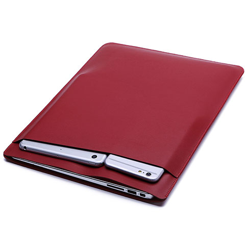 Suave Cuero Bolsillo Funda L20 para Apple MacBook Air 13.3 pulgadas (2018) Rojo Rosa