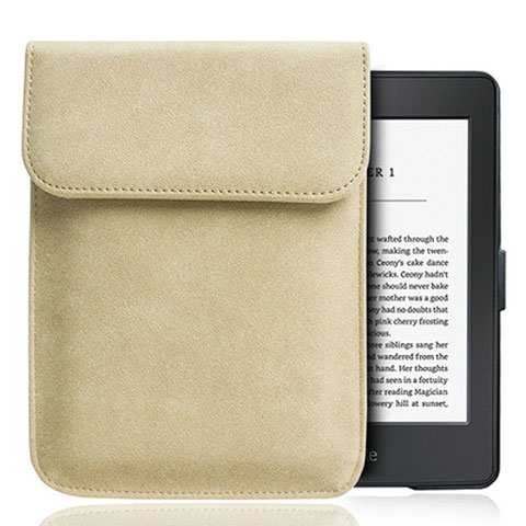 Suave Terciopelo Tela Bolsa de Cordon Funda S01 para Amazon Kindle Paperwhite 6 inch Oro