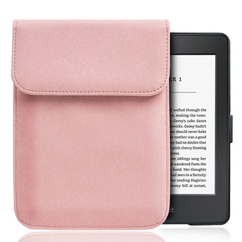 Suave Terciopelo Tela Bolsa de Cordon Funda S01 para Amazon Kindle Paperwhite 6 inch Rosa