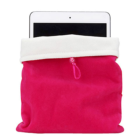 Suave Terciopelo Tela Bolsa Funda para Apple iPad Air 2 Rosa Roja