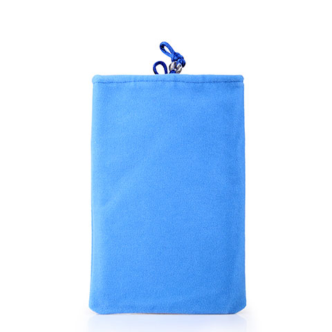 Suave Terciopelo Tela Bolsa Funda Universal Azul Cielo