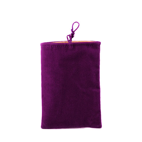 Suave Terciopelo Tela Bolsa Funda Universal Morado