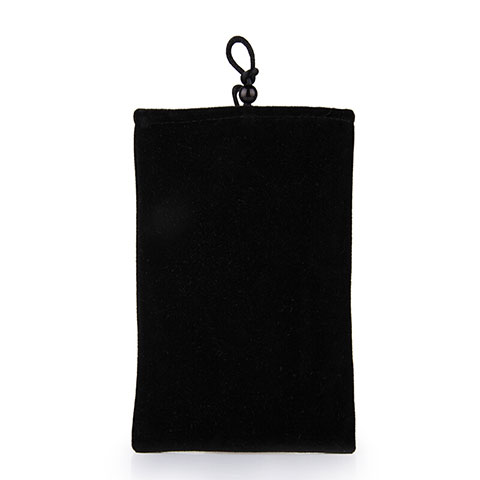 Suave Terciopelo Tela Bolsa Funda Universal Negro