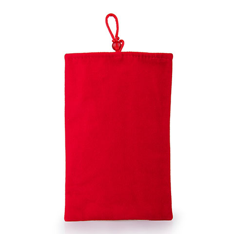 Suave Terciopelo Tela Bolsa Funda Universal Rojo