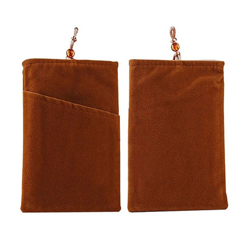 Suave Terciopelo Tela Bolsillo Carcasa Universal Marron