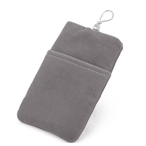 Suave Terciopelo Tela Bolsillo Funda Universal Gris