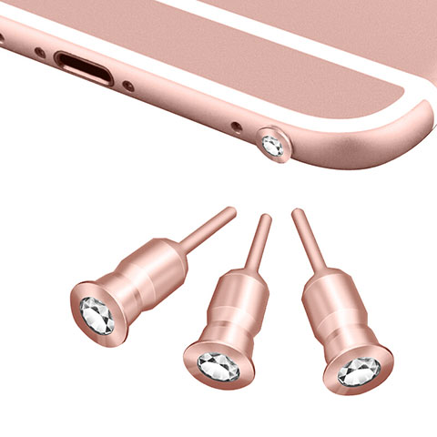 Tapon Antipolvo Jack 3.5mm Android Apple Universal D02 Oro Rosa