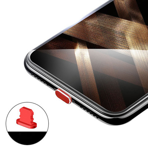 Tapon Antipolvo Lightning USB Jack H02 para Apple iPhone 13 Pro Max Rojo