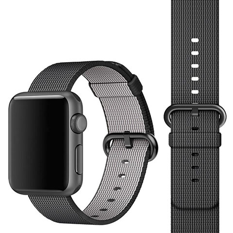 Tela Correa De Reloj Pulsera Eslabones para Apple iWatch 3 42mm Negro