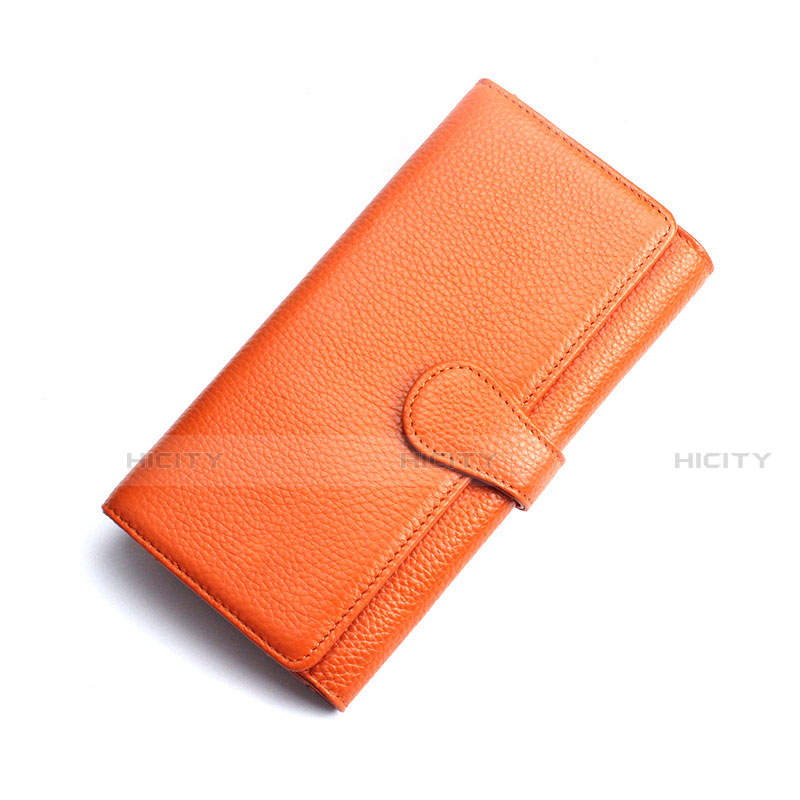 Bolso Cartera Protectora de Cuero Universal K02 Naranja