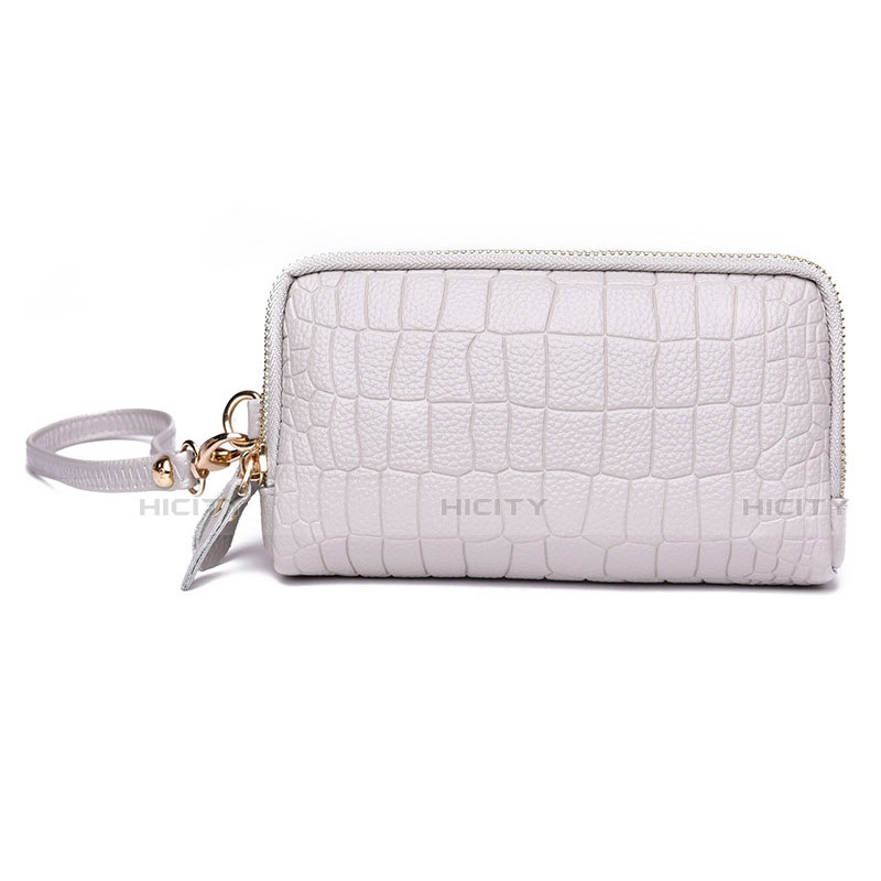 Bolso Cartera Protectora de Cuero Universal K09 Blanco