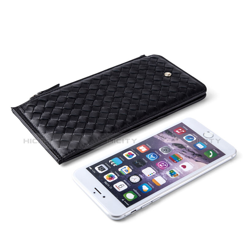 Bolso Cartera Protectora Funda de Cuero Diamante Universal Negro