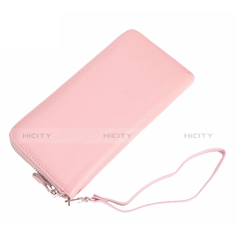 Bolso Cartera Protectora Funda de Cuero Lichee Patron Universal Rosa