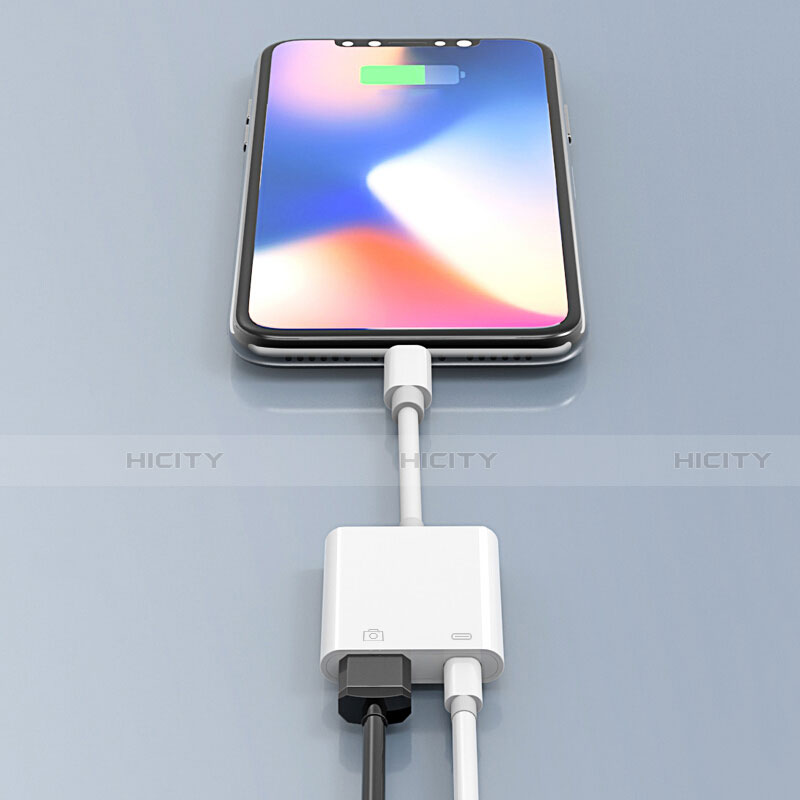 Cable Adaptador Lightning a USB OTG H01 para Apple iPhone 12 Blanco