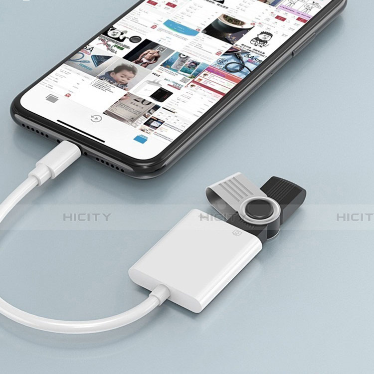 Cable Adaptador Lightning a USB OTG H01 para Apple iPhone 12 Max Blanco