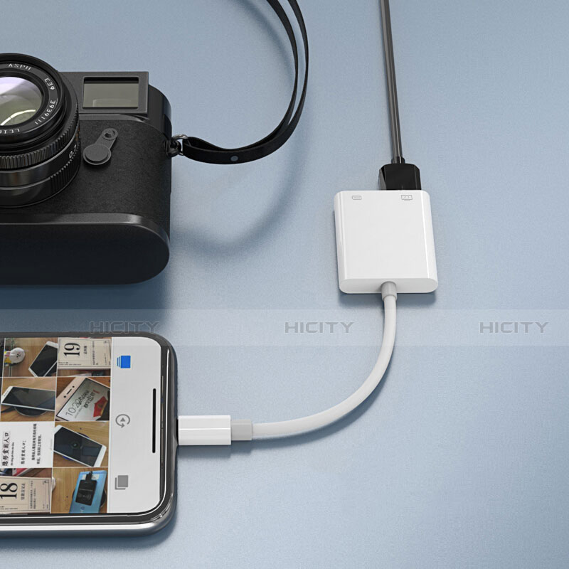 Cable Adaptador Lightning a USB OTG H01 para Apple iPhone 12 Pro Max Blanco