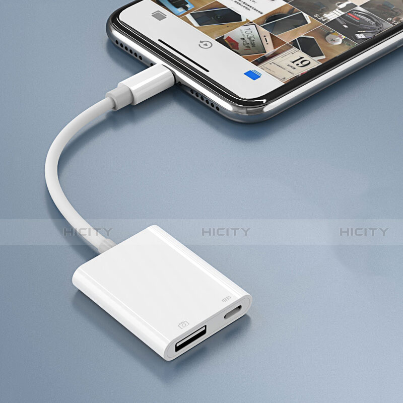 Cable Adaptador Lightning a USB OTG H01 para Apple iPhone 13 Mini Blanco