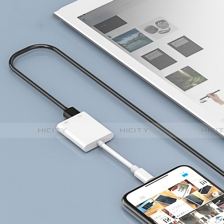 Cable Adaptador Lightning a USB OTG H01 para Apple iPhone 6 Plus Blanco