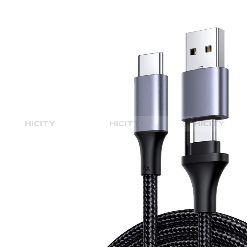 Cable Adaptador Type-C USB-C a Type-C USB-C 100W H01 para Apple iPad Air 5 10.9 (2022) Gris Oscuro