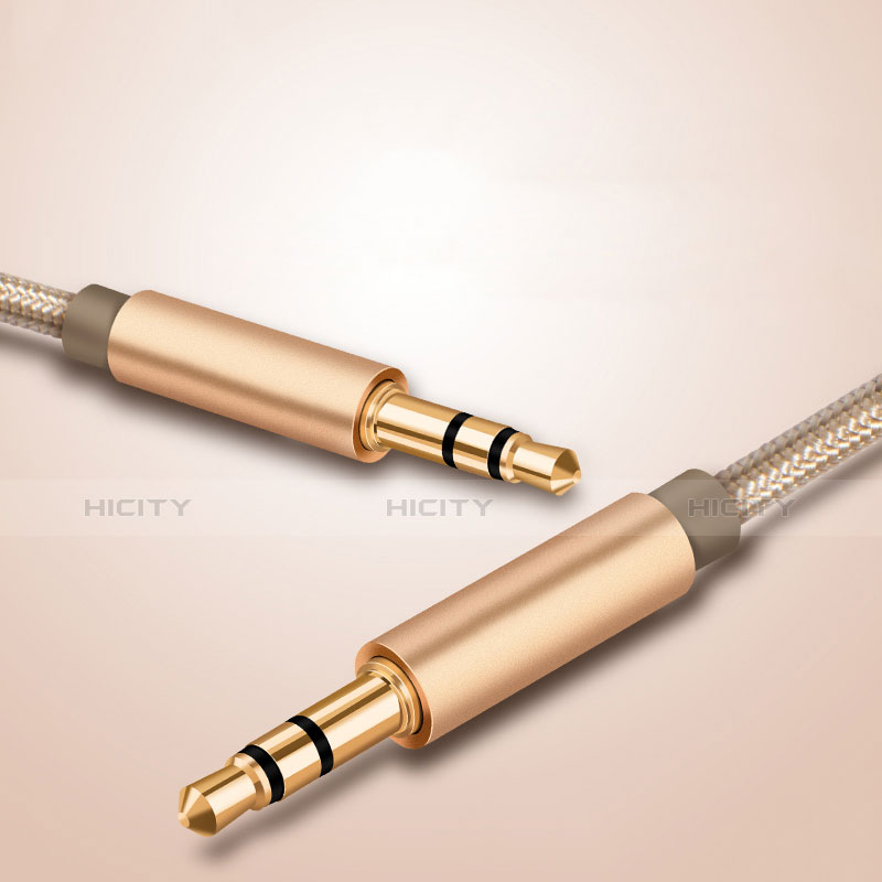 Cable Mini Jack de 3.5mm Adaptador Estereo Doble Macho Plano Audio A01 Oro