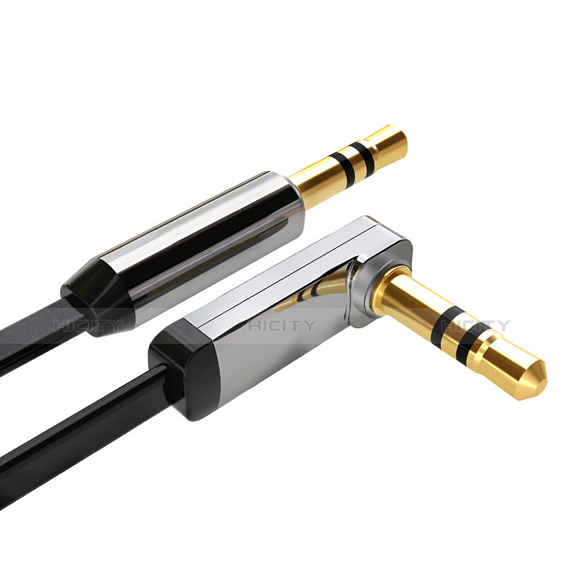 Cable Mini Jack de 3.5mm Adaptador Estereo Doble Macho Plano Audio A02 Negro