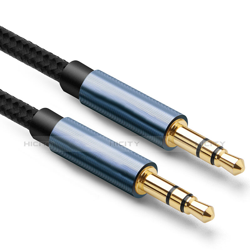 Cable Mini Jack de 3.5mm Adaptador Estereo Doble Macho Plano Audio A04 Negro