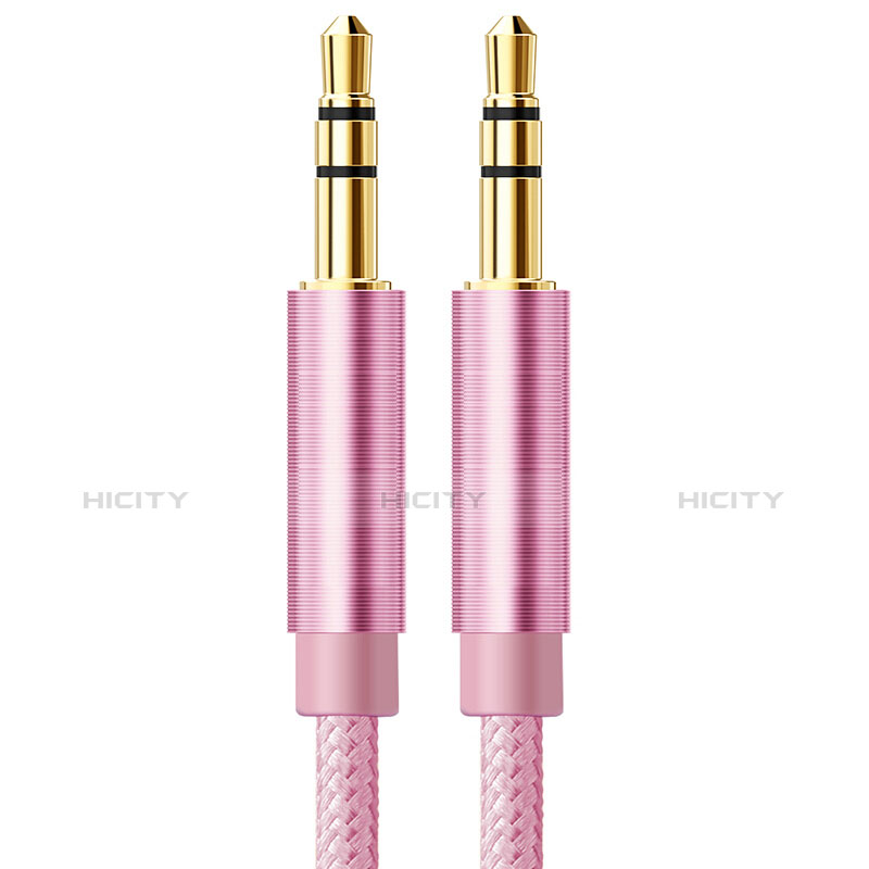 Cable Mini Jack de 3.5mm Adaptador Estereo Doble Macho Plano Audio A04 Rosa