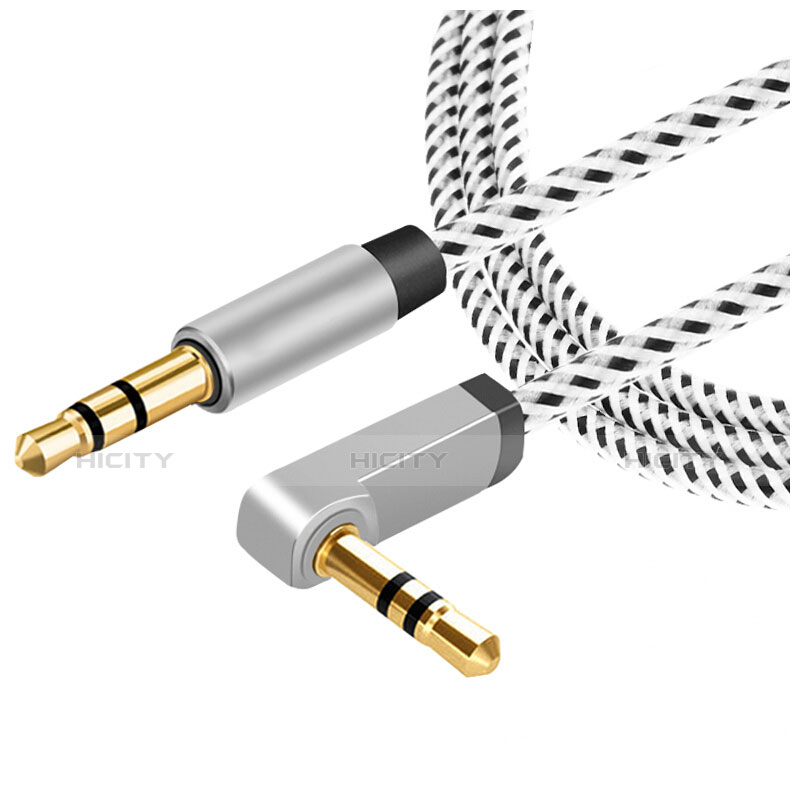 Cable Mini Jack de 3.5mm Adaptador Estereo Doble Macho Plano Audio A08 Gris