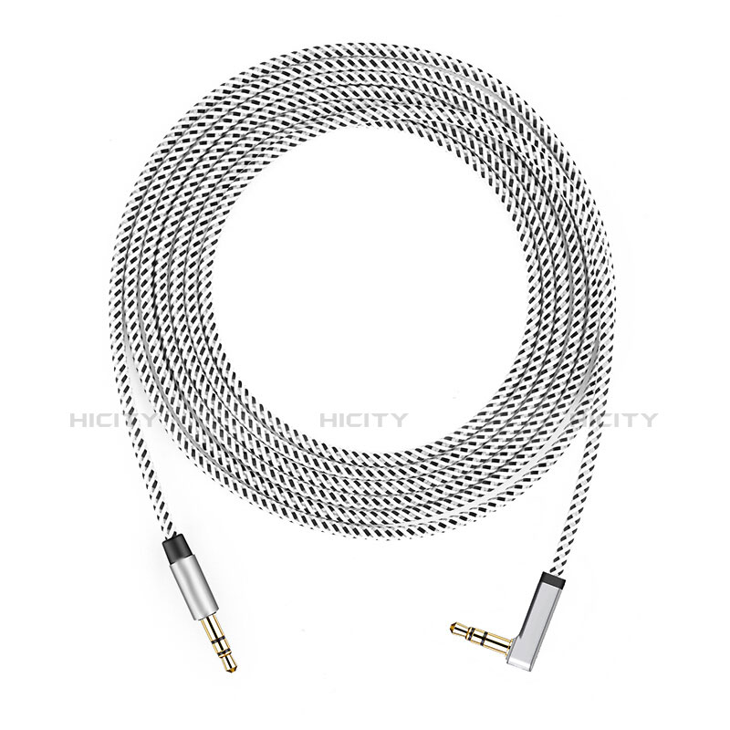 Cable Mini Jack de 3.5mm Adaptador Estereo Doble Macho Plano Audio A08 Gris