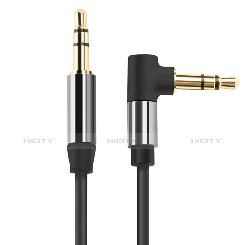 Cable Mini Jack de 3.5mm Adaptador Estereo Doble Macho Plano Audio A10 Negro