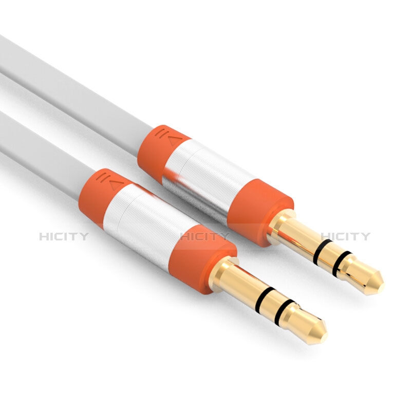 Cable Mini Jack de 3.5mm Adaptador Estereo Doble Macho Plano Audio A12 Naranja