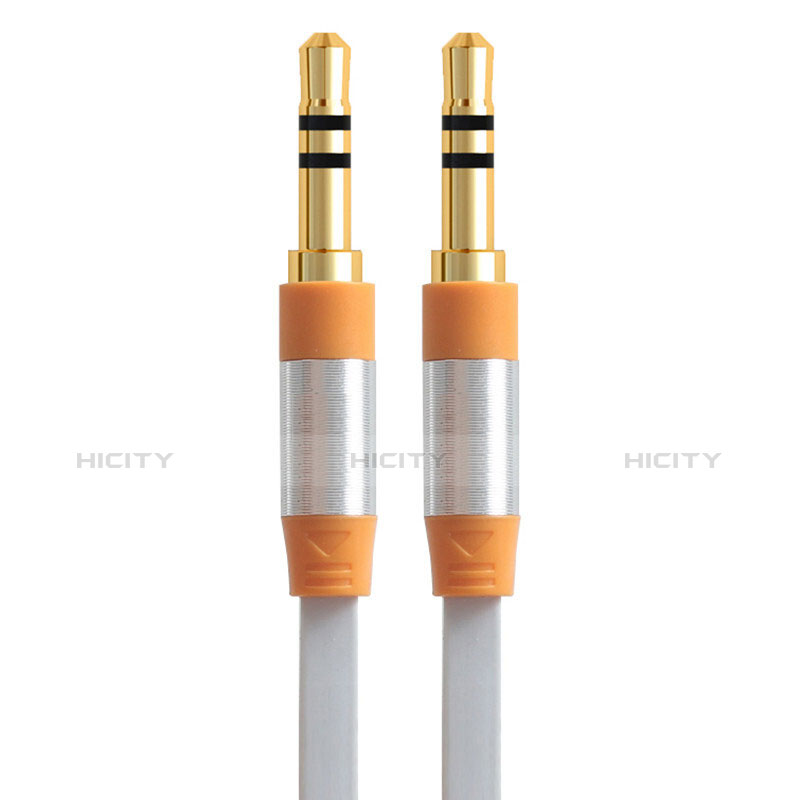 Cable Mini Jack de 3.5mm Adaptador Estereo Doble Macho Plano Audio A12 Naranja