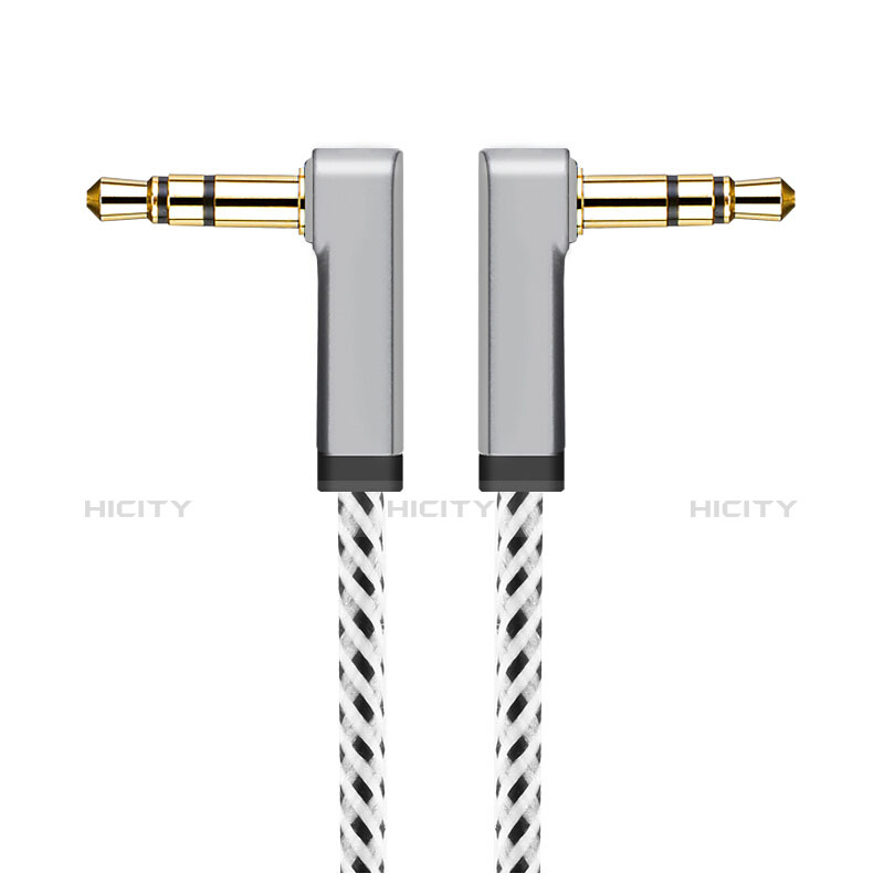 Cable Mini Jack de 3.5mm Adaptador Estereo Doble Macho Plano Audio A13 Plata