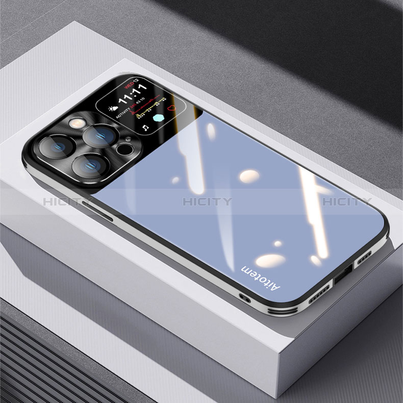 Carcasa Bumper Funda Silicona Espejo AT1 para Apple iPhone 13 Pro Max Azul