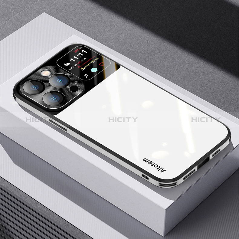 Carcasa Bumper Funda Silicona Espejo AT1 para Apple iPhone 13 Pro Max Blanco