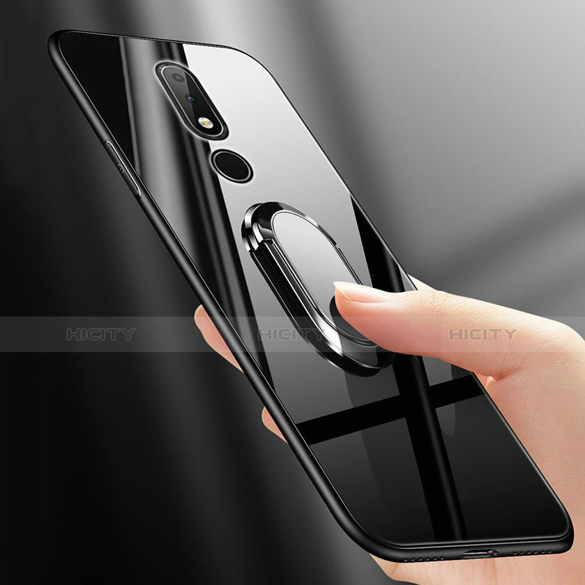 Carcasa Bumper Funda Silicona Espejo con Anillo de dedo Soporte para Nokia 6.1 Plus