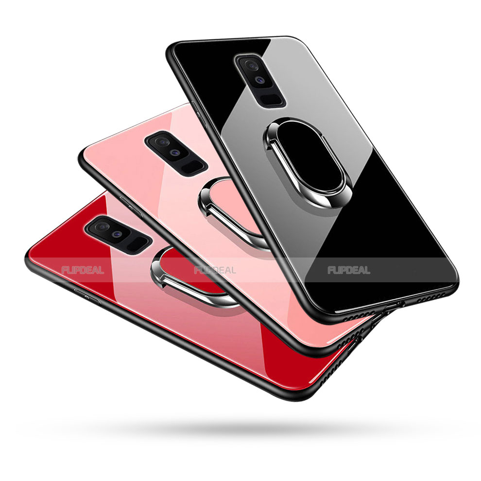 Carcasa Bumper Funda Silicona Espejo con Anillo de dedo Soporte para Samsung Galaxy A9 Star Lite