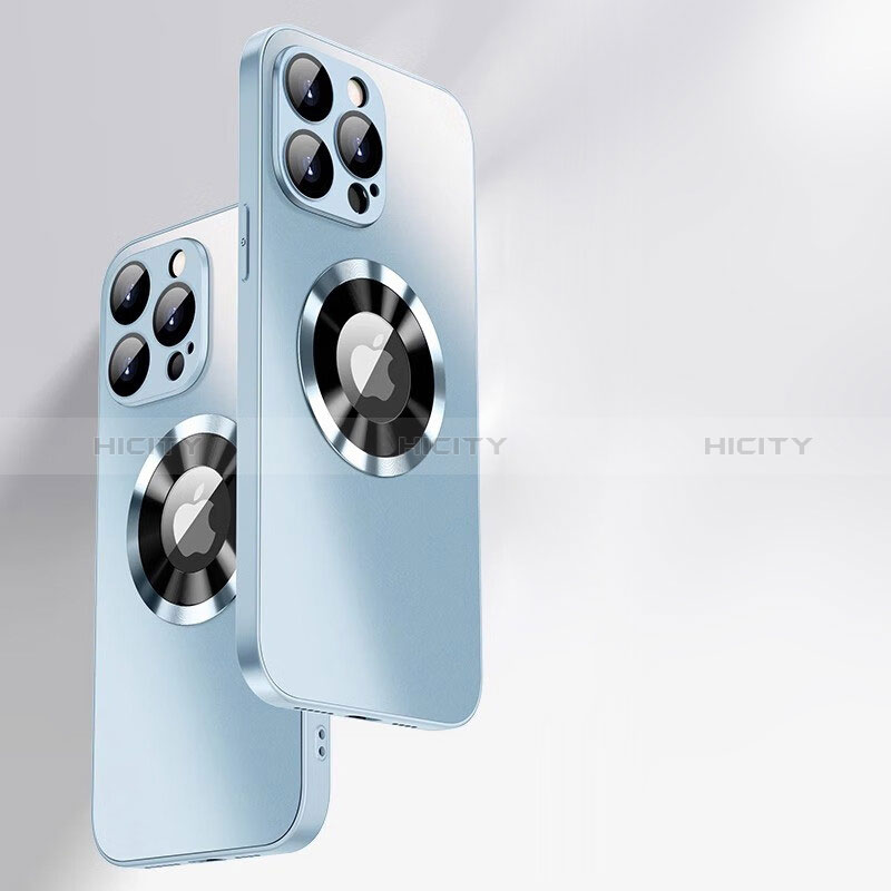 Carcasa Bumper Funda Silicona Espejo con Mag-Safe Magnetic para Apple iPhone 13 Pro Max Azul Claro