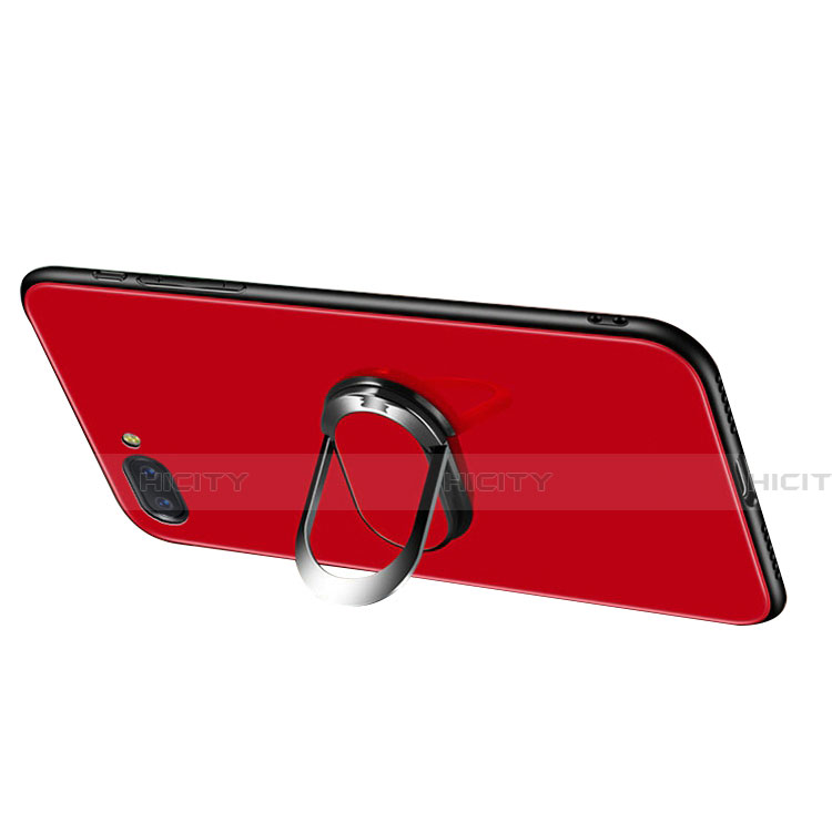 Carcasa Bumper Funda Silicona Espejo con Magnetico Anillo de dedo Soporte A01 para Oppo A12e