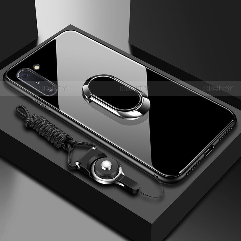 Carcasa Bumper Funda Silicona Espejo con Magnetico Anillo de dedo Soporte A01 para Samsung Galaxy Note 10 5G